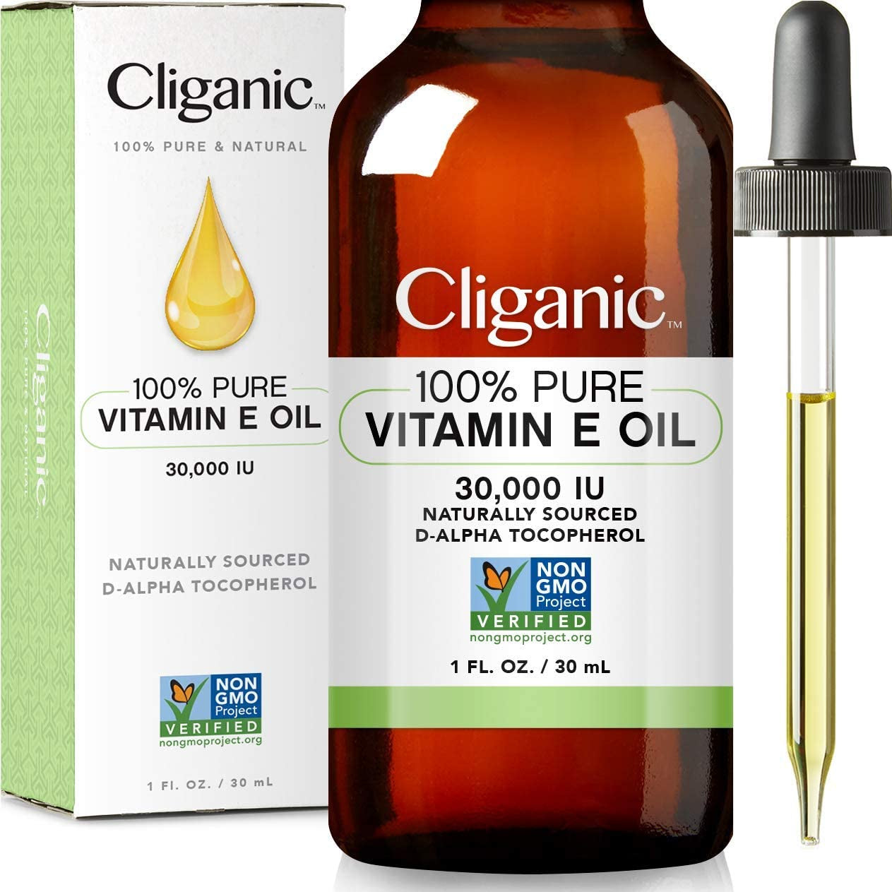 100% Pure Vitamin E Oil for Skin, Hair & Face - 30,000 IU, Non-Gmo Verified | Natural D-Alpha Tocopherol